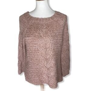 Susina Pink heather cozy cable knit pullover